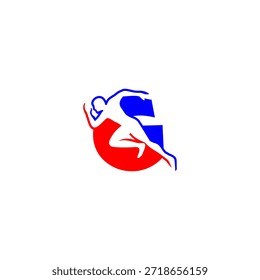 Silueta de corredor energético con el telón de fondo del alfabeto G. Ideal para marcas deportivas, identidad de fitness, promociones de atletismo y temas de estilo de vida activo