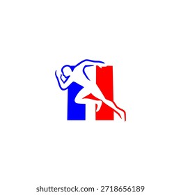 Silueta de corredor energético con el telón de fondo del alfabeto H. Ideal para marcas deportivas, identidad de fitness, promociones de atletismo y temas de estilo de vida activo