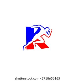 Silueta de corredor energético con el telón de fondo del alfabeto K. Ideal para marcas deportivas, identidad de fitness, promociones de atletismo y temas de estilo de vida activo