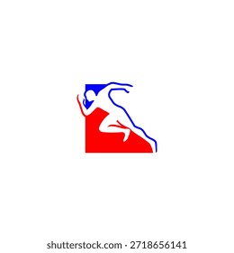 Silueta de corredor energético con el fondo del alfabeto L. Ideal para marcas deportivas, identidad de fitness, promociones de atletismo y temas de estilo de vida activo