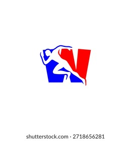Energetic runner silhouette with alphabet W backdrop. Ideal for sports brands, fitness identity, athletics promotions, and active lifestyle themes