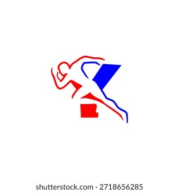 Silueta de corredor energético con el alfabeto Y como telón de fondo. Ideal para marcas deportivas, identidad de fitness, promociones de atletismo y temas de estilo de vida activo