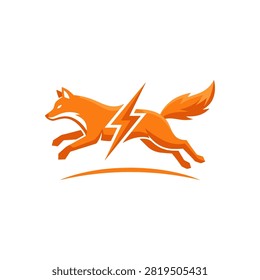 Energetic running fox icon conveying speed, electricity, and quick service.