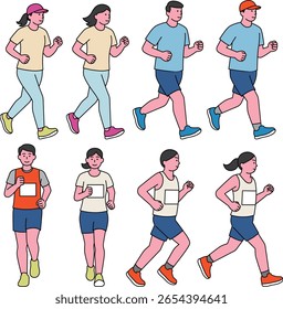 Conjunto de vetor de postura de corrida e corrida energética