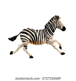 Energetic running zebra vector art, ideal for safari-themed projects, educational content, or vibrant graphic design elements.