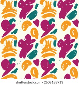 Energetic seamless pattern with colorful abstract brushstrokes perfect for modern art and design uses