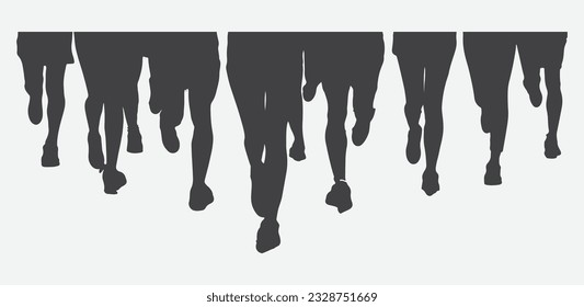 Energetic Silhouettes, Dynamic Close-Up Shots of People Running with Passion
