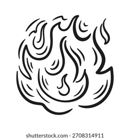 Energetic sketch-like flames with flowing lines and dynamic flame cones, minimalist graphic for a vivid accent.