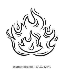 Energetic sketch-style flames , with fluid lines and dynamic flame cones minimalist graphic for a vivid accent.