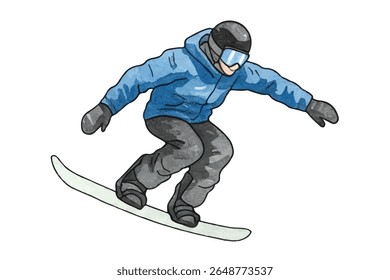 Energetic skier mid-air against snowy peaks, capturing the thrill of winter sports and adventure. Perfect for promoting skiing, travel, and extreme outdoor excitement.
