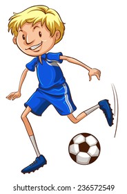An energetic soccer player on a white background 