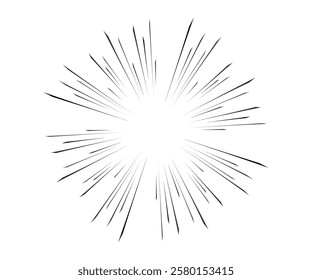 Energetic speed lines for comic illustrations. Radial focus effects for manga and anime style illustrations. Vector design.