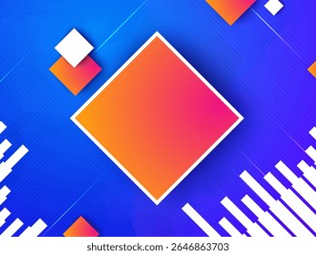 Energetic sporty background with vibrant blue tones and a striking orange diamond shape. Ideal for athletic themes, dynamic branding, digital posters, or modern active lifestyle visuals.