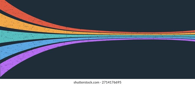 Energetic stripe rainbow waves with retro groove flow. Ideal for fast-paced music or pop culture projects.