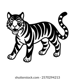 Energetic tiger playfulness silhouette icon design