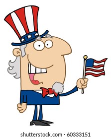 Energetic Uncle Sam Smiling And Waving A Flag