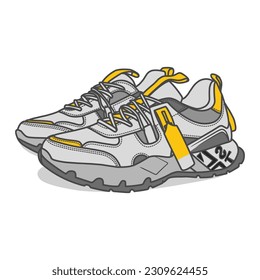 An energetic vector illustration featuring a collection of sporty sneakers, ideal for fitness enthusiasts and athletes seeking both style and functionality.