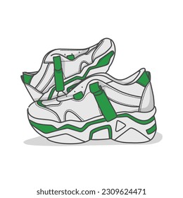 An energetic vector illustration featuring a collection of sporty sneakers, ideal for fitness enthusiasts and athletes seeking both style and functionality.