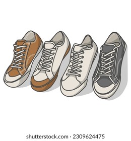 An energetic vector illustration featuring a collection of sporty sneakers, ideal for fitness enthusiasts and athletes seeking both style and functionality.