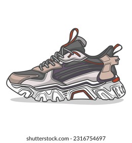 An energetic vector illustration featuring a collection of sporty sneakers, ideal for fitness enthusiasts and athletes seeking both style and functionality.	
