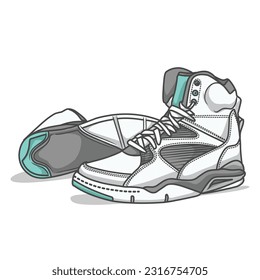 An energetic vector illustration featuring a collection of sporty sneakers, ideal for fitness enthusiasts and athletes seeking both style and functionality.	
