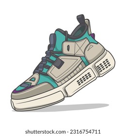 An energetic vector illustration featuring a collection of sporty sneakers, ideal for fitness enthusiasts and athletes seeking both style and functionality.	
