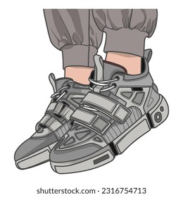 An energetic vector illustration featuring a collection of sporty sneakers, ideal for fitness enthusiasts and athletes seeking both style and functionality.	

