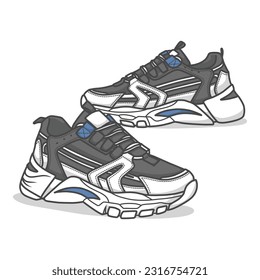 An energetic vector illustration featuring a collection of sporty sneakers, ideal for fitness enthusiasts and athletes seeking both style and functionality.	

