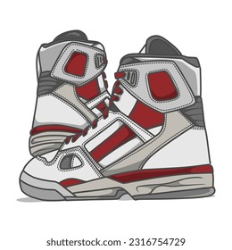 Una enérgica ilustración vectorial con una colección de zapatillas de deporte, ideal para los entusiastas del fitness y los atletas que buscan estilo y funcionalidad.	
