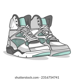 An energetic vector illustration featuring a collection of sporty sneakers, ideal for fitness enthusiasts and athletes seeking both style and functionality.	
