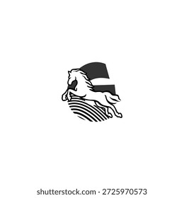 Logótipo do vetor energético de um cavalo com a letra G. Ideal para marcas de corridas, identidade esportiva, logotipos ao ar livre, marca de desempenho e visuais modernos de tipografia.