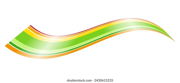 Energetic wave of positive flow. Colorful dynamic sine wave of fresh and energetic colors, and with gradients, waving like a flag. Symbol for lively flow, positive development and successful acting.