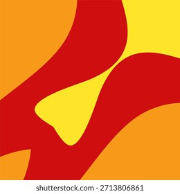 Ondas energéticas de rojo intenso y amarillo brillante que se mezclan en un alegre fondo naranja
