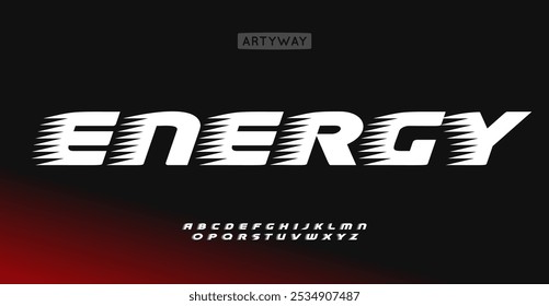 Energetic windy font, letters with fast motion lines, bold dynamic font for retro automotive and racing branding, vintage active sports events logo and headline. Vector typeset.