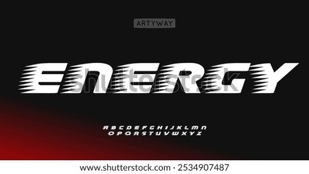 Energetic windy font, letters with fast motion lines, bold dynamic font for retro automotive and racing branding, vintage active sports events logo and headline. Vector typeset.