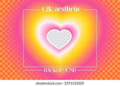 energetic y2k heart aura aesthetic background. Bold graphic illustration. With place for photo. Can be used as wallpaper. Stock vector illustration