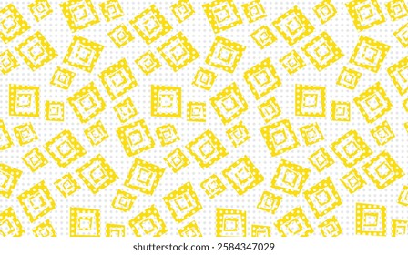 Energetic yellow diamond tile pattern with playful dot accents creating a lively and vibrant modern art background with unique geometric design elements