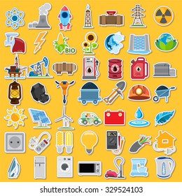 Energetics icons, vector energetics icons set, stickers