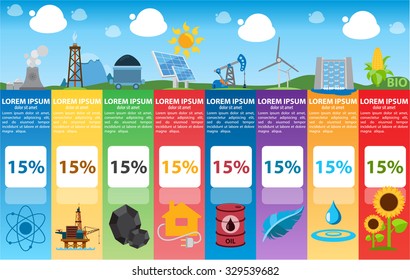 Energetics infographics, industry, alternative power sources