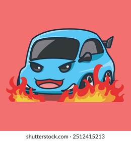 Energic Blue EV Car Cute Cartoon Graphic for Electric Tech Trends