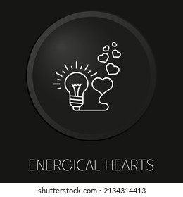 Energical hearts minimal vector line icon on 3D button isolated on black background. Premium Vector.