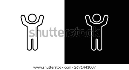 Energized human icon in black line illustration. Design logo for app, UI.