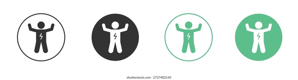 Conjunto de conceito de ícones humanos energizados. Ilustrações de vetor de glifo