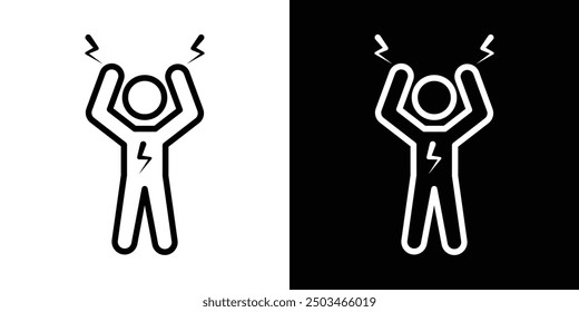 Energized human thin line vector icon set.