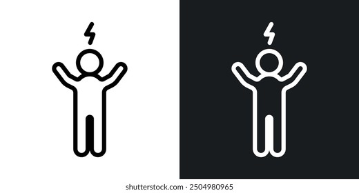 Energized human vector icon set black and white filled and outlined style.