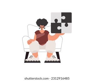 The energized lady is holding a overwhelm. Bunch work subject. Obliged. Trendy style, Vector Illustration