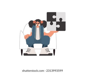 The energized lady is holding a overwhelm. Bunch work subject. Obliged. Trendy style, Vector Illustration