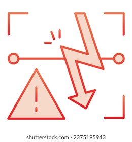 Energized symbol flat icon. Triangle electric hazard red icons in trendy flat style. High voltage caution gradient style design, designed for web and app. Eps 10