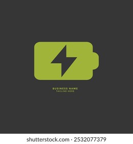 Energizando o design do logotipo, ícone de bateria verde