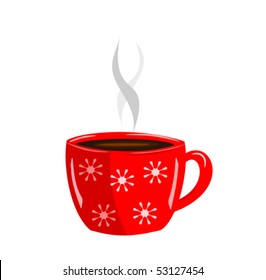 Energizing red cup of hot coffee vector illustration